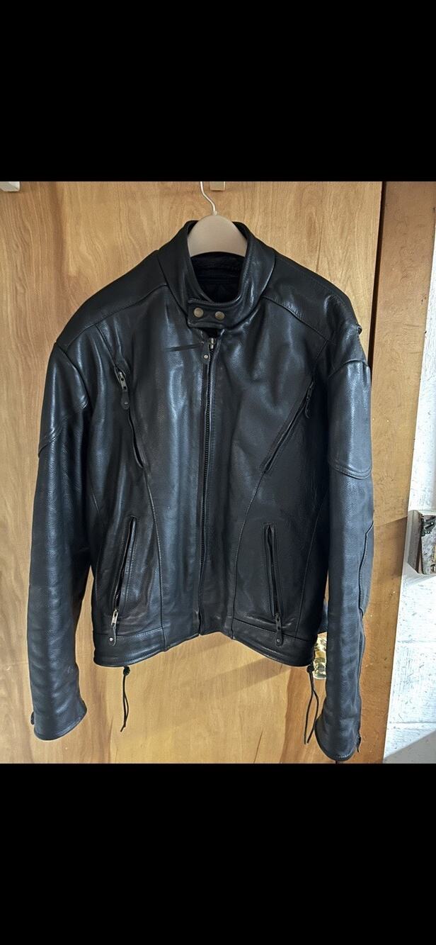 USA Bikers Dream Apparel Mens Size 44 Black Leather Motorcycle Jacket Thinsulate